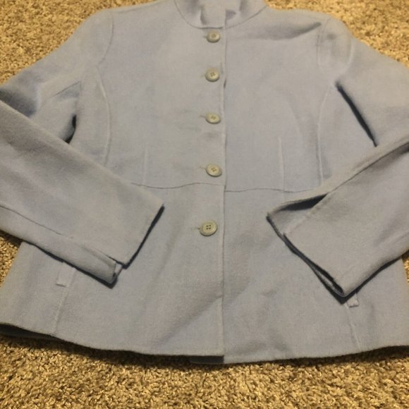 Alexandra Bartlett Women's 100% Wool Button Blazer Coat Jacket blue petites PM - Picture 2 of 16